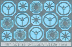 BLMA #83 - 48" Fan Grills - W Center Plate 8 Blade - N Scale