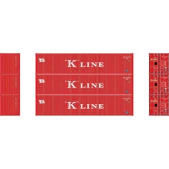 Athearn 17392 - 40' Corrugated Low-Cube Container (3) Kawasaki Kisen Kaisha, Ltd (K Line) - N Scale