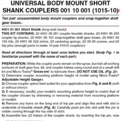 Micro-Trains 00110001 - Universal Body Mount Couplers Short Shank Unassembled - 10 Pair