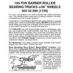 Micro-Trains 00302080 - 100-Ton Barber Roller Bearing Trucks W/36â€ Wheels (1139) 1 Pair