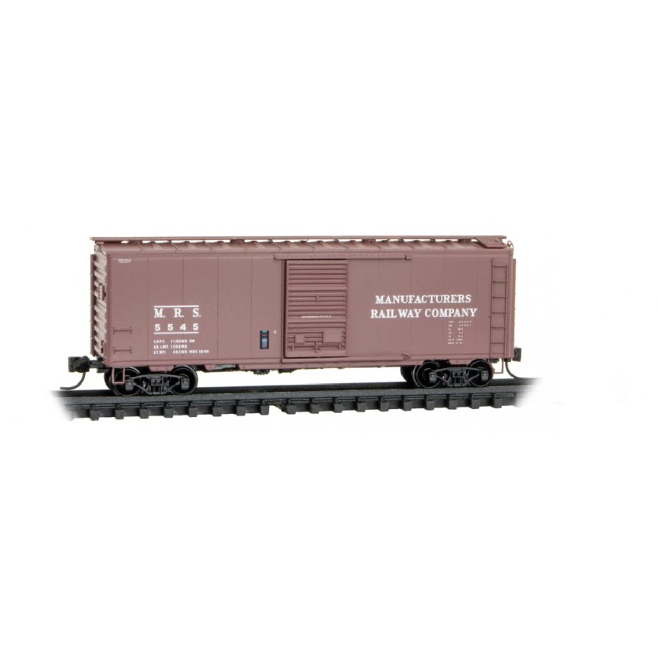 Micro-Trains Line 02000127 - 40' Standard Box Car, Single Door Manufacturers Railway Company (MRS) 5545 - N Scale 1 Micro-Trains Line 02000127 - 40' Standard Box Car, Single Door Manufacturers Railway Company (MRS) 5545 - N Scale