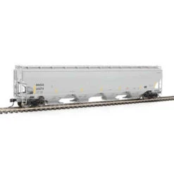 Walthers Proto 920-105845 - 67' Trinity 6351 4-Bay Covered Hopper - Ready To Run -- Bunge Corporation (gray, Yellow Conspicuity Stripes) BNGX 20274 - HO Scale